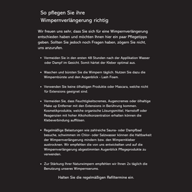 Wimpernverlängerung Pflegehinweis